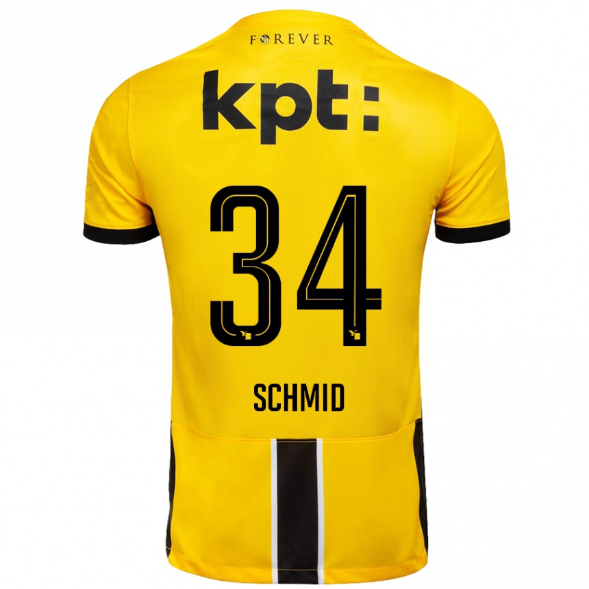 Men Football Céline Schmid #34 Yellow Black Home Jersey 2024/25 T-Shirt Canada