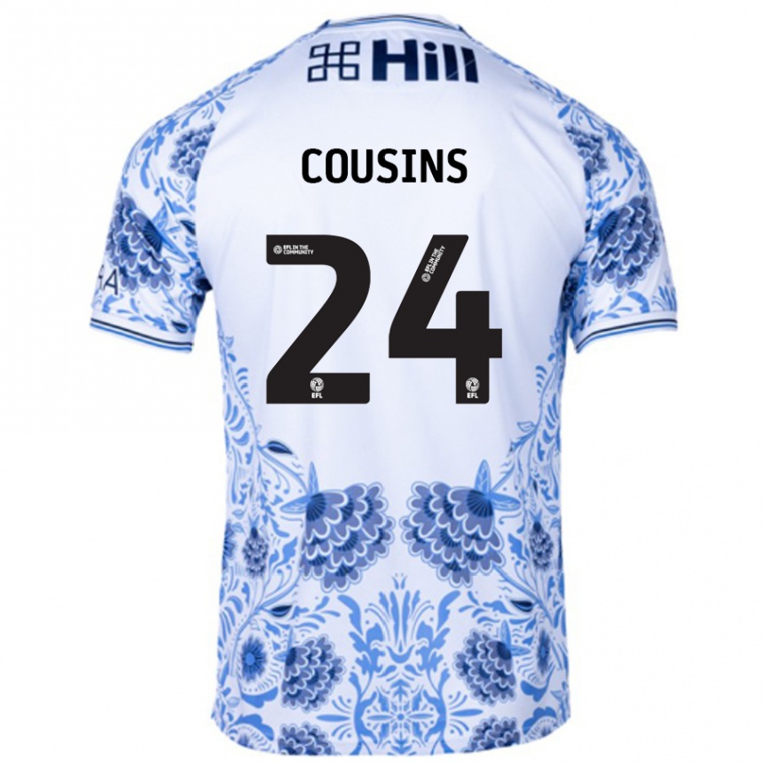 Men Football Jordan Cousins #24 White Blue Away Jersey 2024/25 T-Shirt Canada