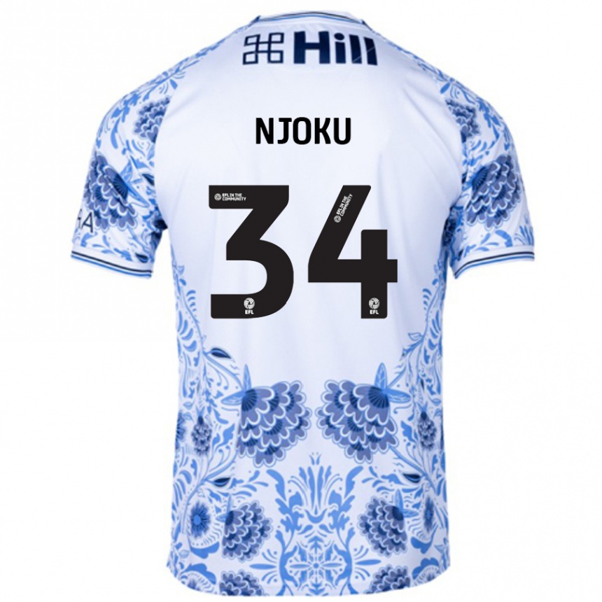 Men Football Brandon Njoku #34 White Blue Away Jersey 2024/25 T-Shirt Canada