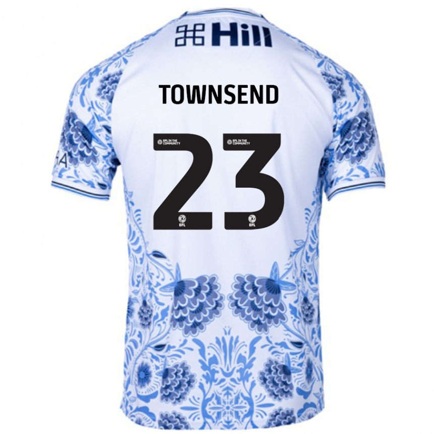 Men Football Eleanor Townsend #23 White Blue Away Jersey 2024/25 T-Shirt Canada