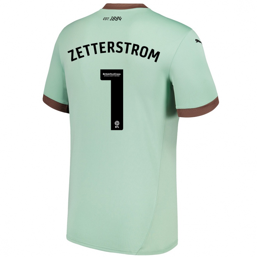 Men Football Jacob Widell Zetterström #1 Pale Green Away Jersey 2024/25 T-Shirt Canada