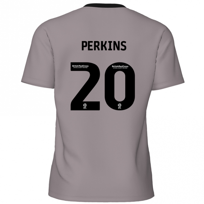 Men Football Sonny Perkins #20 Grey Away Jersey 2024/25 T-Shirt Canada