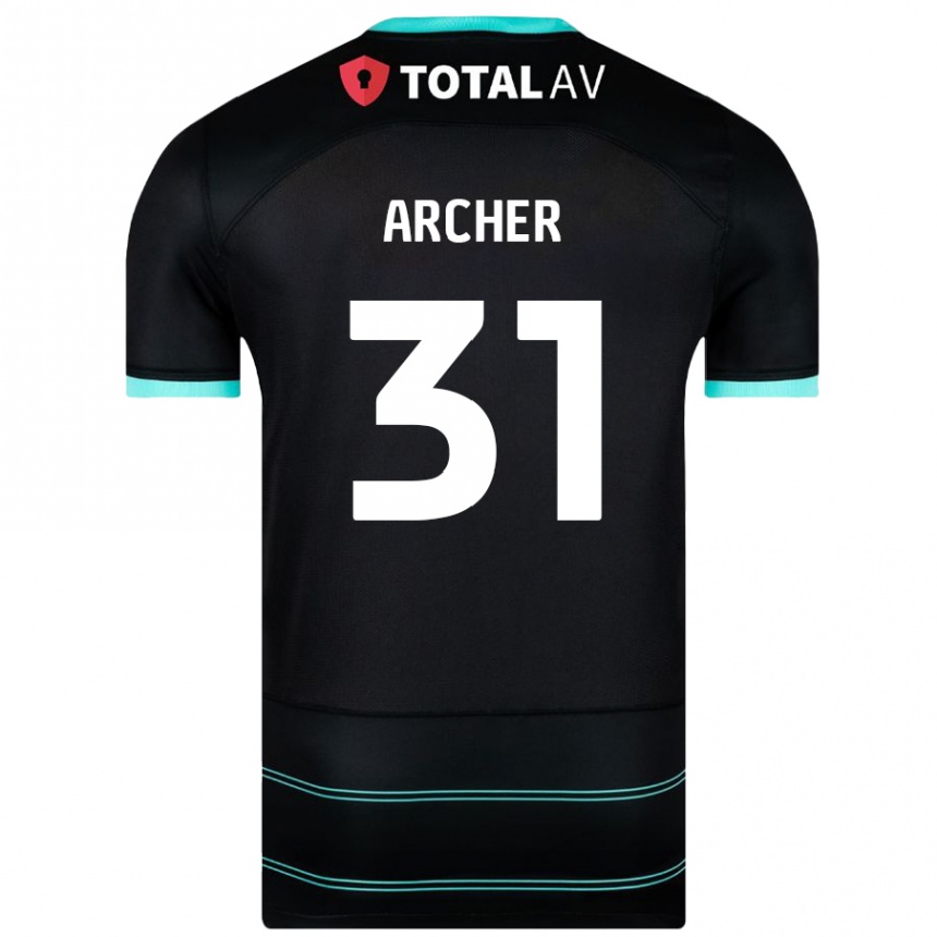 Men Football Jordan Archer #31 Black Away Jersey 2024/25 T-Shirt Canada