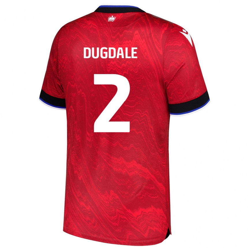 Men Football Rachel Dugdale #2 Red Black Away Jersey 2024/25 T-Shirt Canada