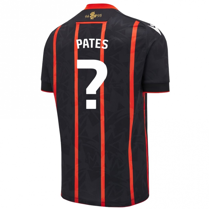 Men Football Harvey Pates #0 Black Red Away Jersey 2024/25 T-Shirt Canada