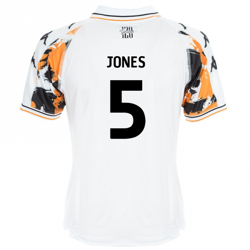 Men Football Alfie Jones #5 White Away Jersey 2024/25 T-Shirt Canada