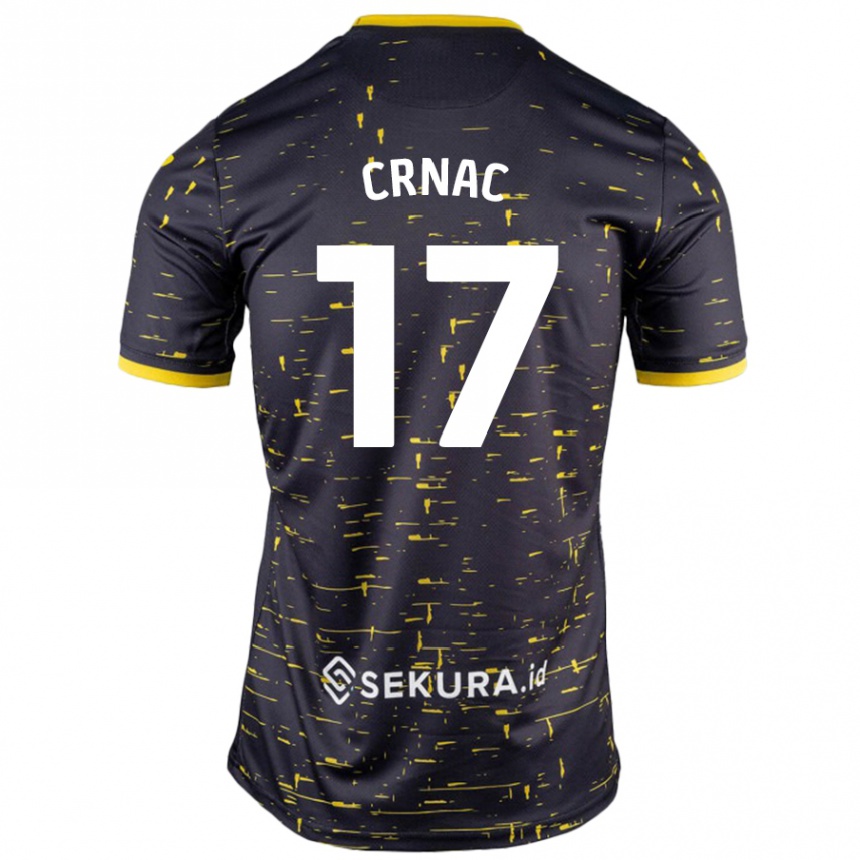 Men Football Ante Crnac #17 Black Yellow Away Jersey 2024/25 T-Shirt Canada