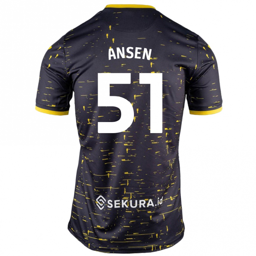 Men Football Caleb Ansen #51 Black Yellow Away Jersey 2024/25 T-Shirt Canada