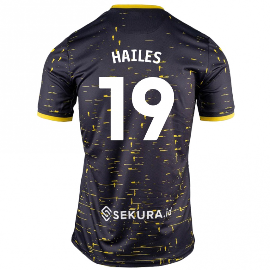 Men Football Lauren Hailes #19 Black Yellow Away Jersey 2024/25 T-Shirt Canada