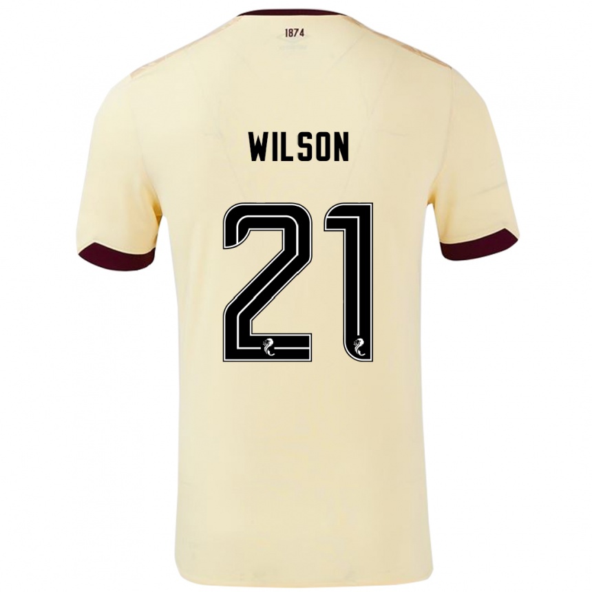 Men Football James Wilson #21 Cream Burgundy Away Jersey 2024/25 T-Shirt Canada