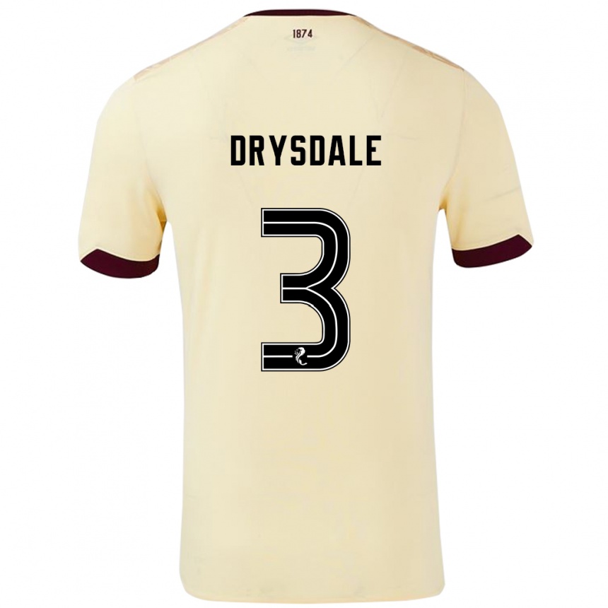 Men Football Ethan Drysdale #3 Cream Burgundy Away Jersey 2024/25 T-Shirt Canada