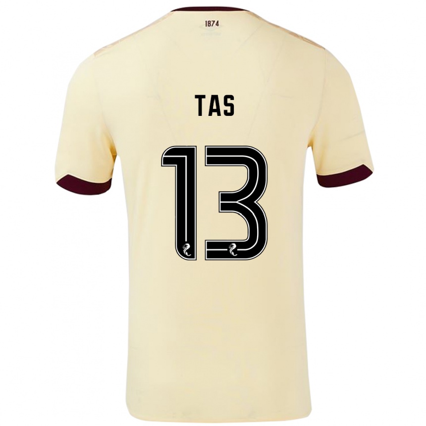 Men Football Lyndon Tas #13 Cream Burgundy Away Jersey 2024/25 T-Shirt Canada