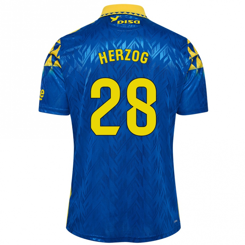 Homme Football Maillot Juanma Herzog #28 Bleu Jaune Tenues Extérieur 2024/25 Canada