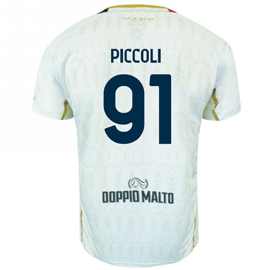 Men Football Roberto Piccoli #91 White Away Jersey 2024/25 T-Shirt Canada