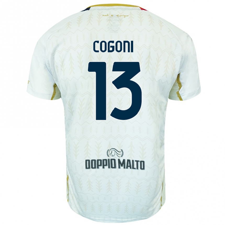 Men Football Andrea Cogoni #13 White Away Jersey 2024/25 T-Shirt Canada