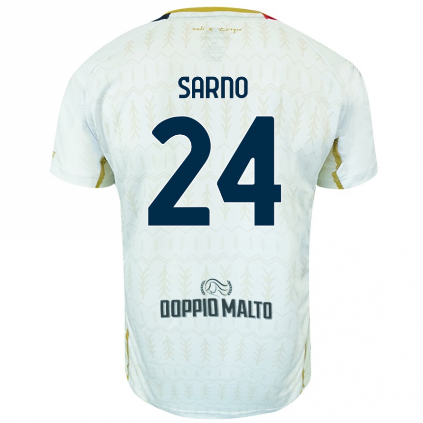 Men Football Vincenzo Sarno #24 White Away Jersey 2024/25 T-Shirt Canada