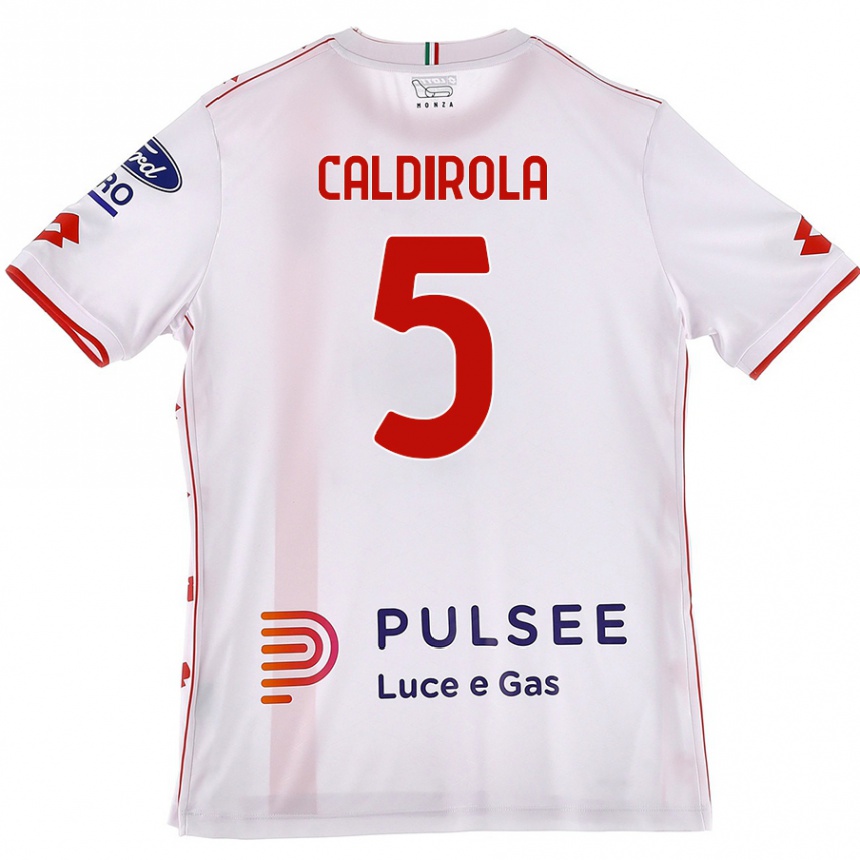 Homme Football Maillot Luca Caldirola #5 Blanc Rouge Tenues Extérieur 2024/25 Canada