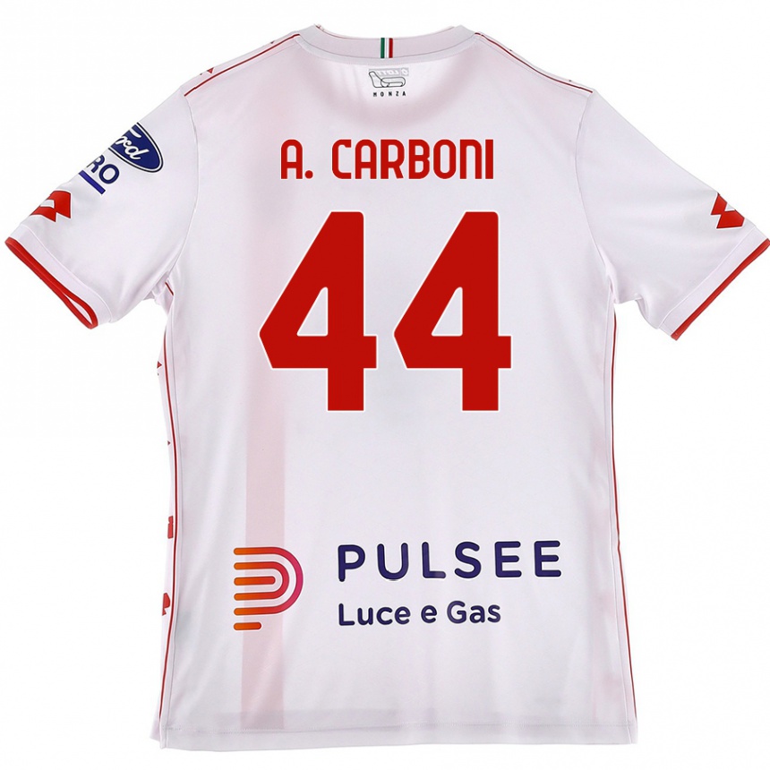 Homme Football Maillot Andrea Carboni #44 Blanc Rouge Tenues Extérieur 2024/25 Canada