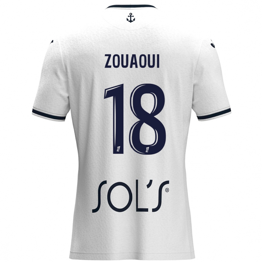 Homme Football Maillot Yanis Zouaoui #18 Blanc Bleu Foncé Tenues Extérieur 2024/25 Canada