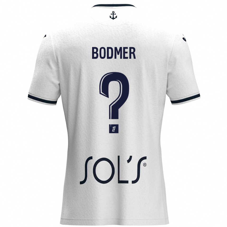 Homme Football Maillot Mathéo Bodmer #0 Blanc Bleu Foncé Tenues Extérieur 2024/25 Canada