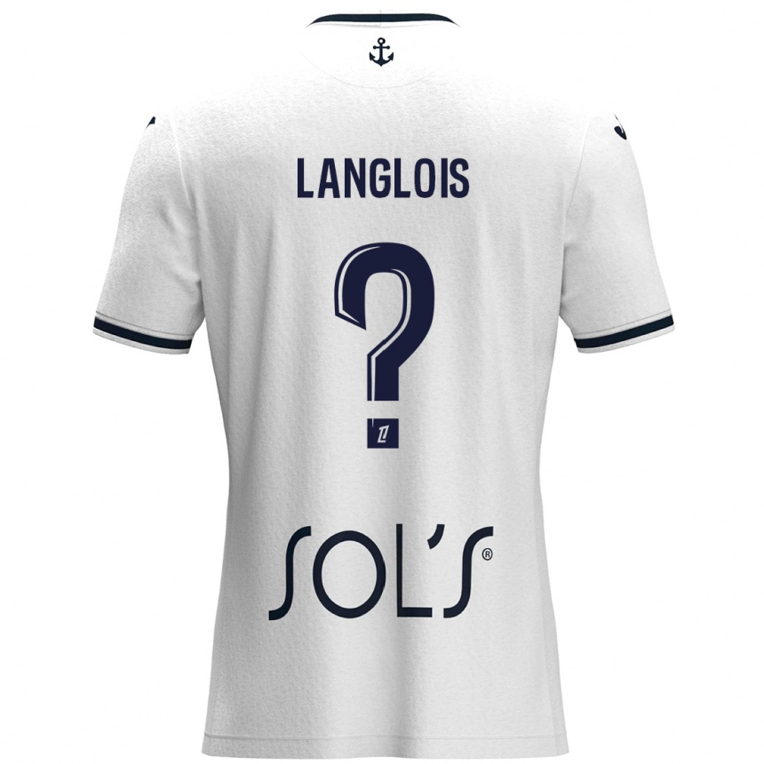 Homme Football Maillot Sacha Langlois #0 Blanc Bleu Foncé Tenues Extérieur 2024/25 Canada