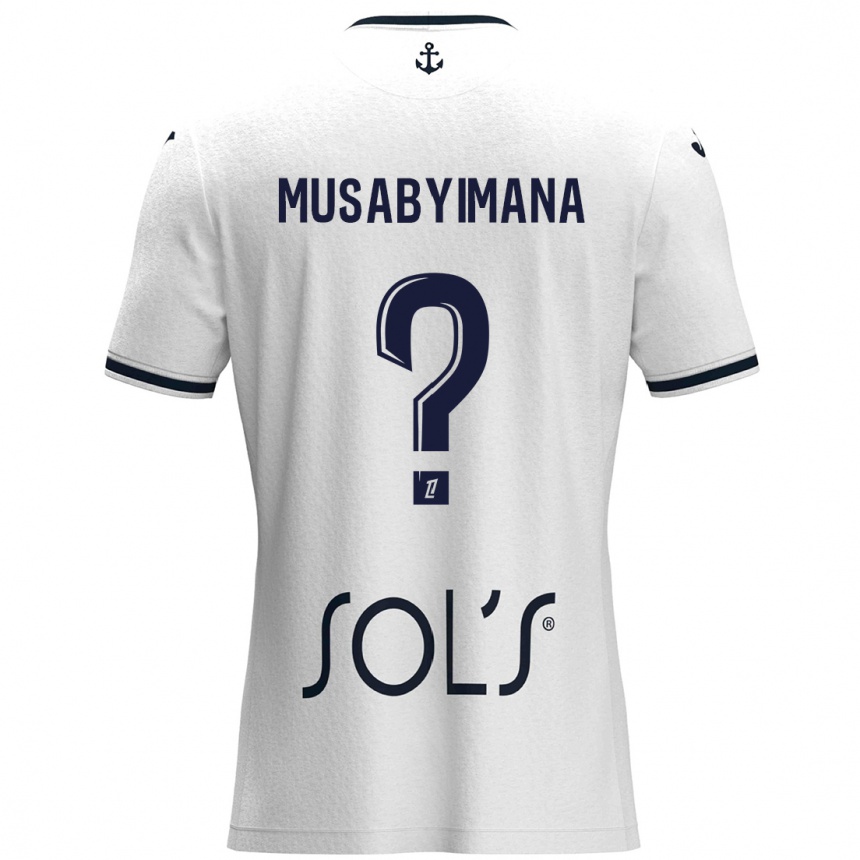 Homme Football Maillot Thierry Musabyimana #0 Blanc Bleu Foncé Tenues Extérieur 2024/25 Canada