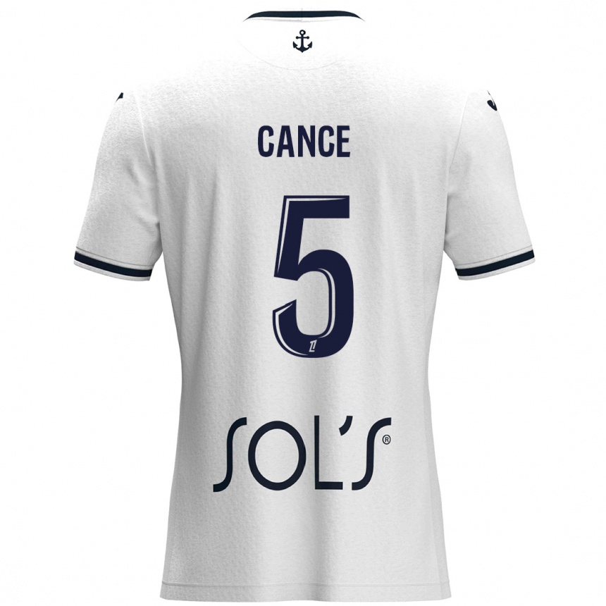 Homme Football Maillot Laurie Cance #5 Blanc Bleu Foncé Tenues Extérieur 2024/25 Canada