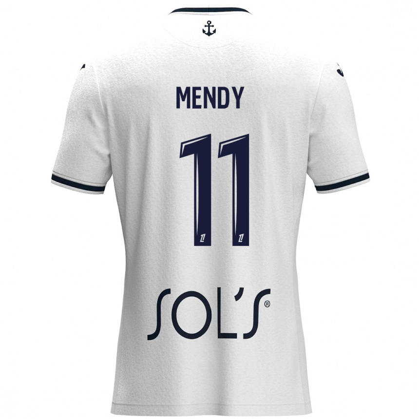 Homme Football Maillot Mélinda Mendy #11 Blanc Bleu Foncé Tenues Extérieur 2024/25 Canada