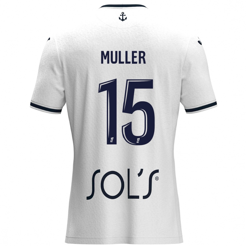 Homme Football Maillot Laura Muller #15 Blanc Bleu Foncé Tenues Extérieur 2024/25 Canada