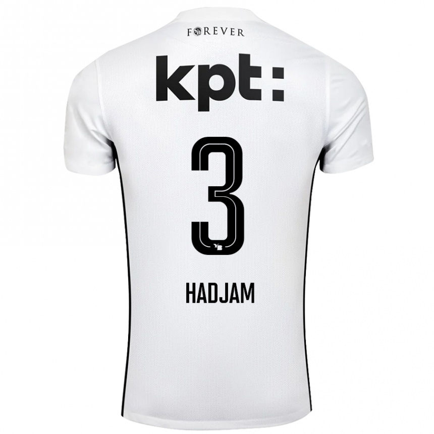 Homme Football Maillot Jaouen Hadjam #3 Blanc Noir Tenues Extérieur 2024/25 Canada