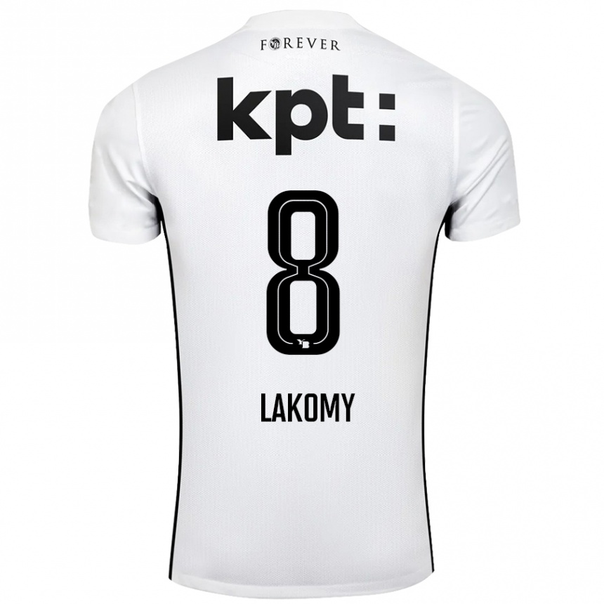 Men Football Lukasz Lakomy #8 White Black Away Jersey 2024/25 T-Shirt Canada