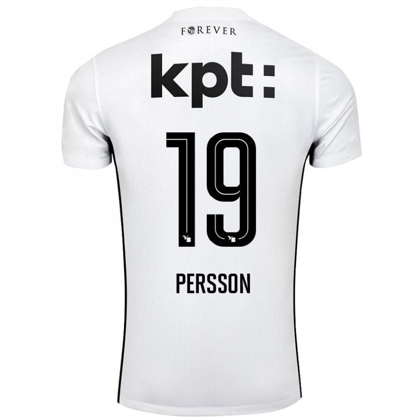 Men Football Noah Persson #19 White Black Away Jersey 2024/25 T-Shirt Canada