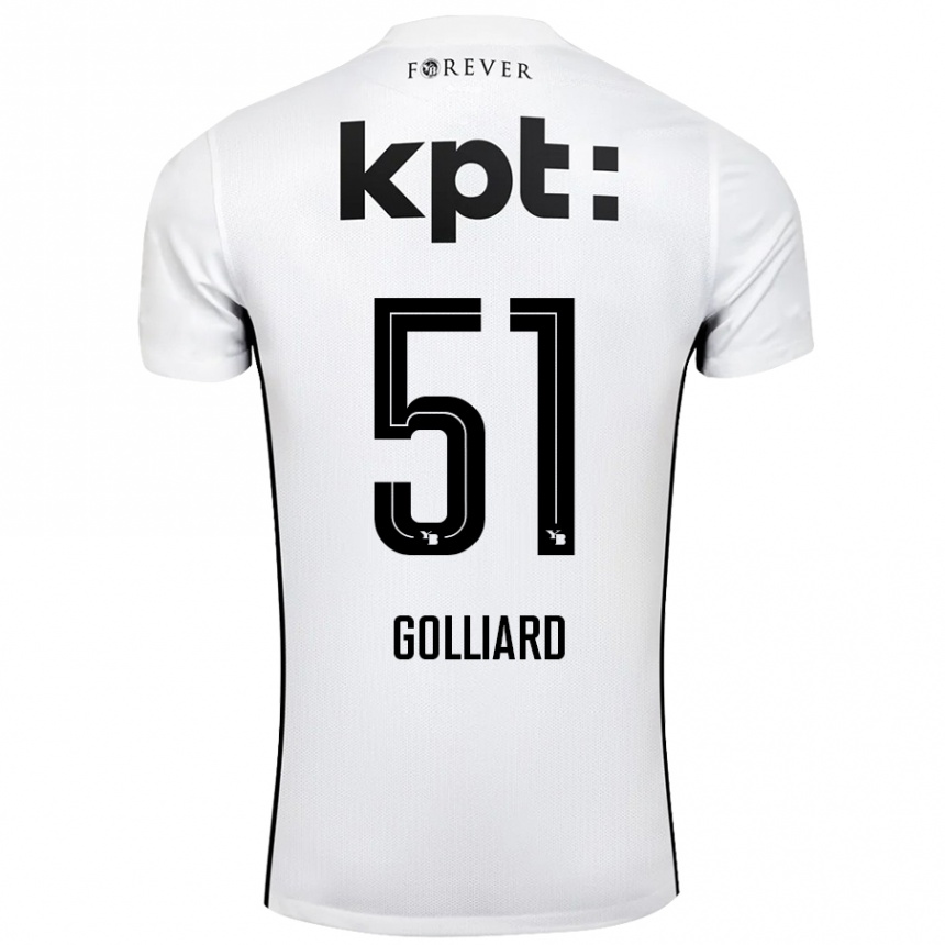 Men Football Théo Golliard #51 White Black Away Jersey 2024/25 T-Shirt Canada