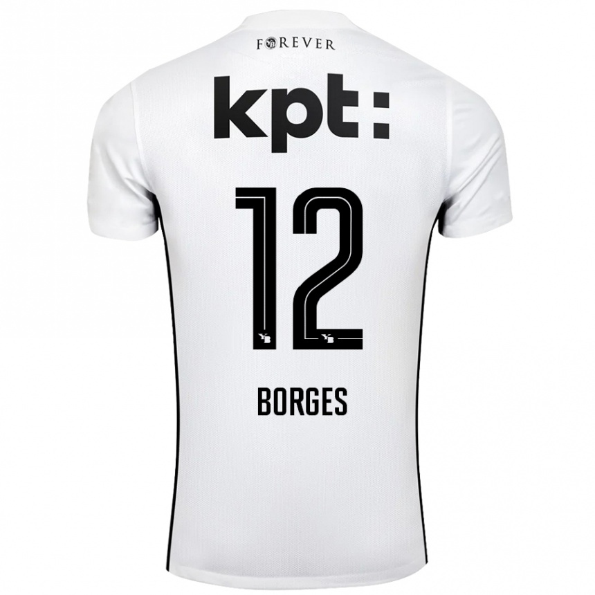 Men Football David Borges #12 White Black Away Jersey 2024/25 T-Shirt Canada