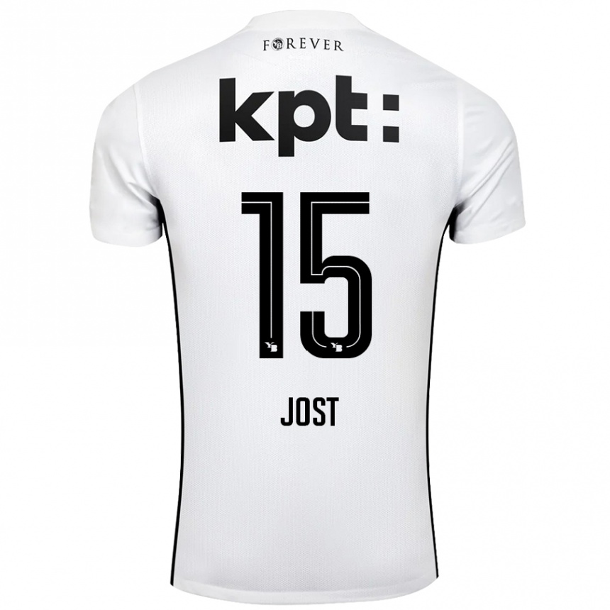 Homme Football Maillot Tristan Jost #15 Blanc Noir Tenues Extérieur 2024/25 Canada