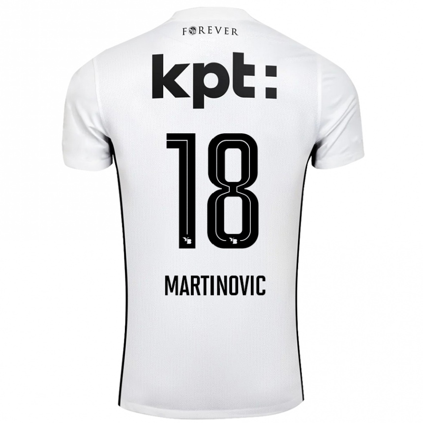 Men Football Denis Martinovic #18 White Black Away Jersey 2024/25 T-Shirt Canada