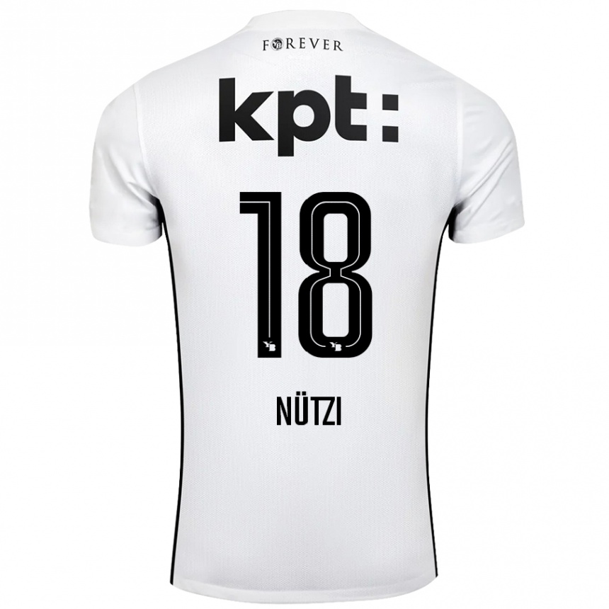 Men Football Timon Nützi #18 White Black Away Jersey 2024/25 T-Shirt Canada