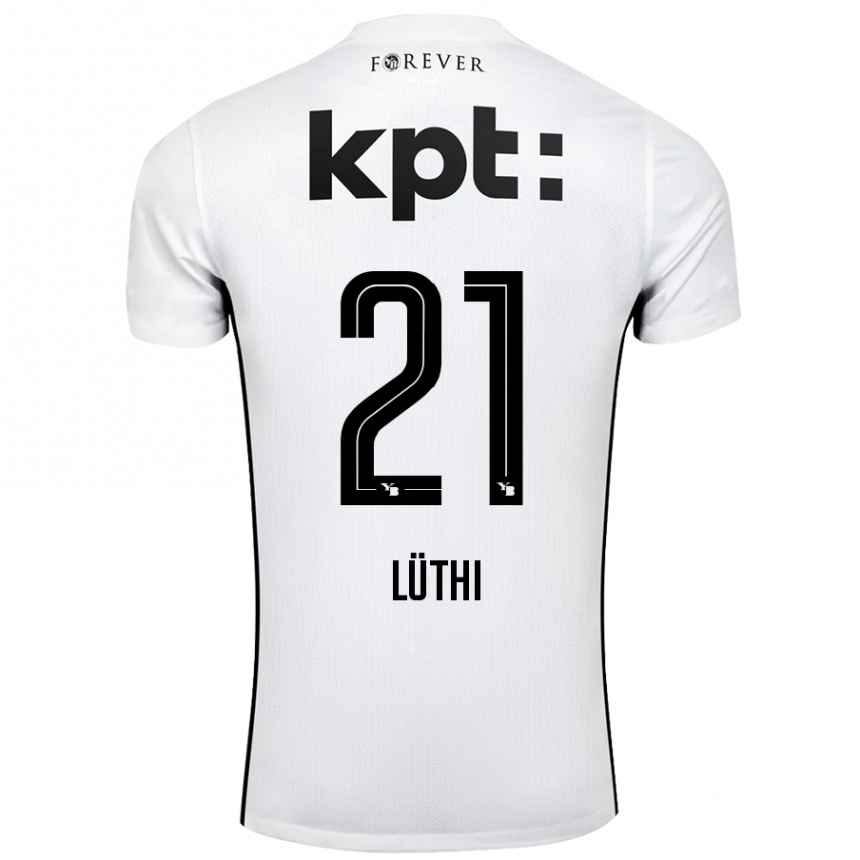 Men Football Janis Lüthi #21 White Black Away Jersey 2024/25 T-Shirt Canada