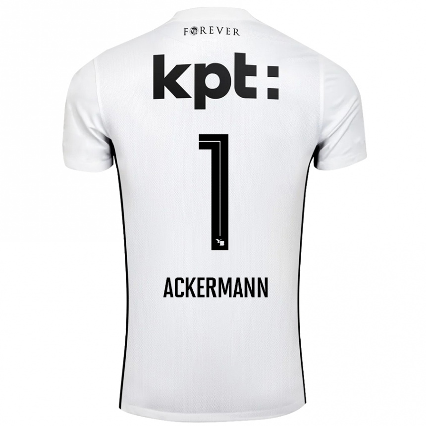 Men Football Jara Ackermann #1 White Black Away Jersey 2024/25 T-Shirt Canada