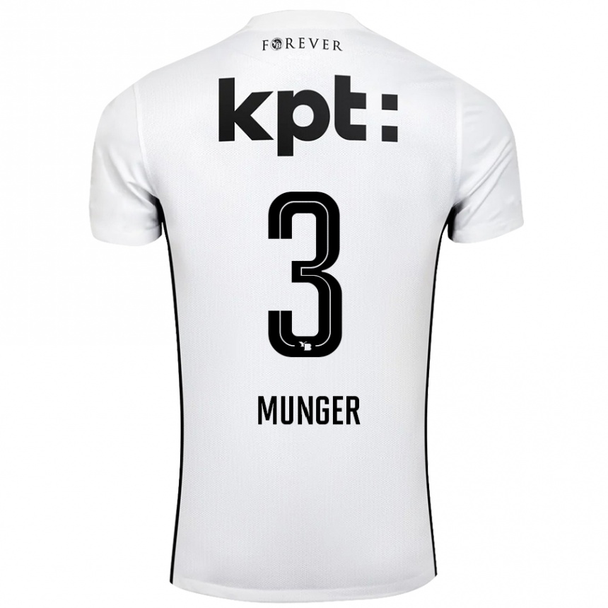 Men Football Noa Münger #3 White Black Away Jersey 2024/25 T-Shirt Canada