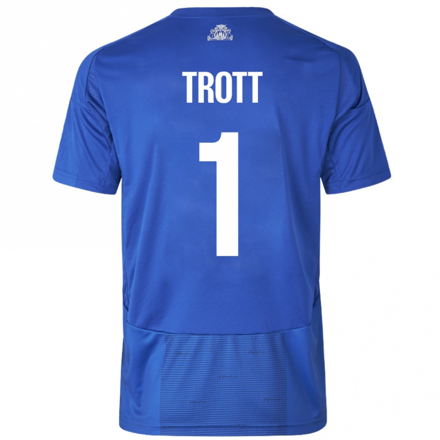 Homme Football Maillot Nathan Trott #1 Blanc Bleu Tenues Extérieur 2024/25 Canada