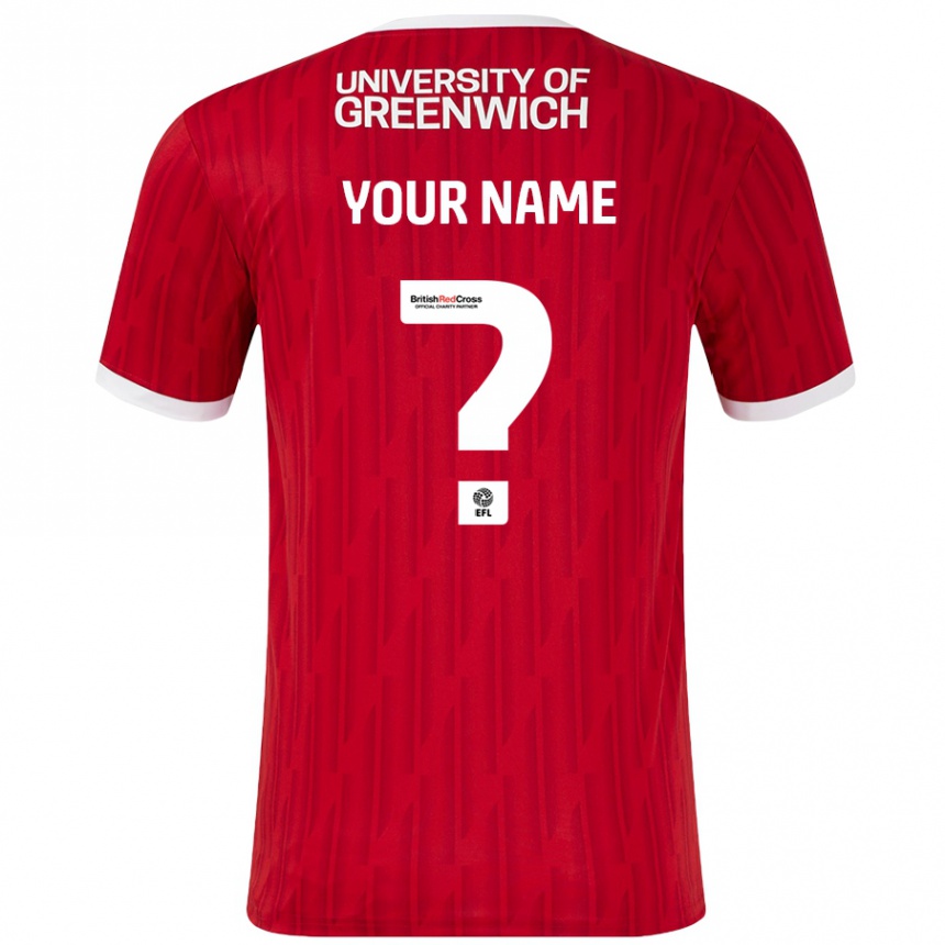 Women Football Your Name #0 Red White Home Jersey 2024/25 T-Shirt Canada