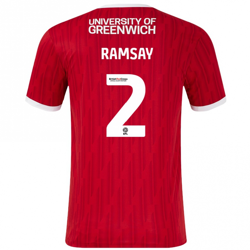 Women Football Kayne Ramsay #2 Red White Home Jersey 2024/25 T-Shirt Canada