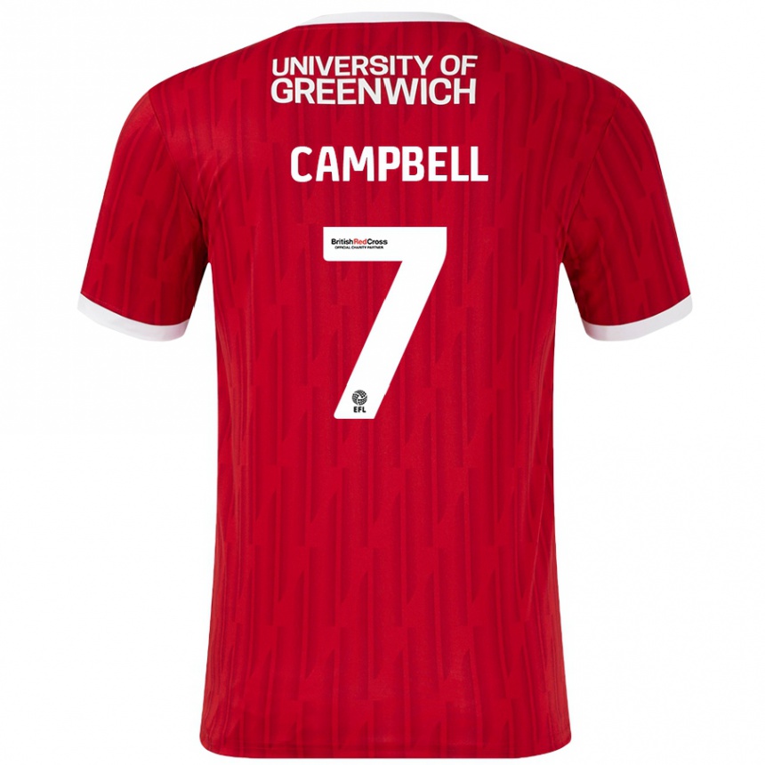 Women Football Tyreece Campbell #7 Red White Home Jersey 2024/25 T-Shirt Canada