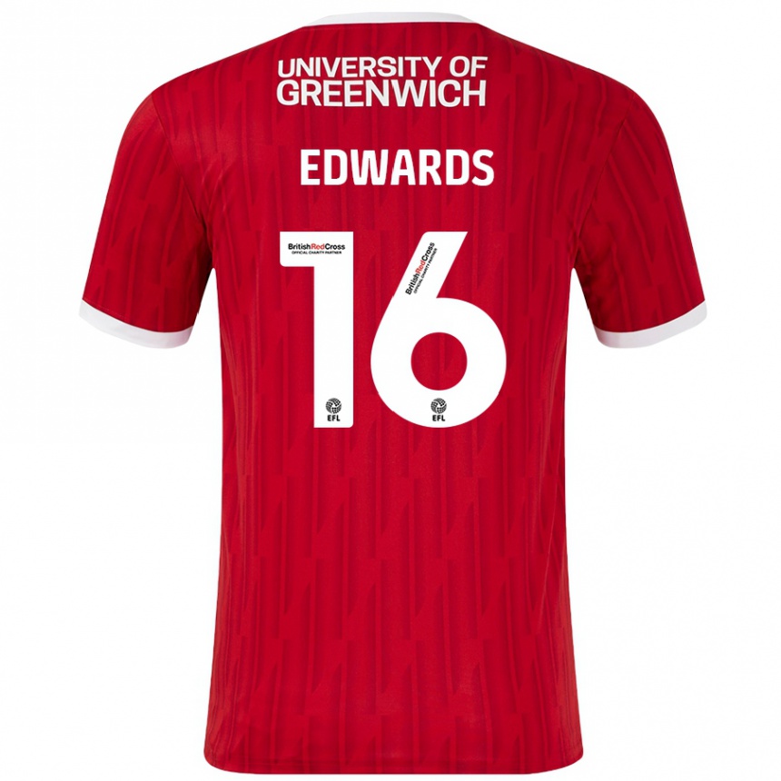 Women Football Josh Edwards #16 Red White Home Jersey 2024/25 T-Shirt Canada