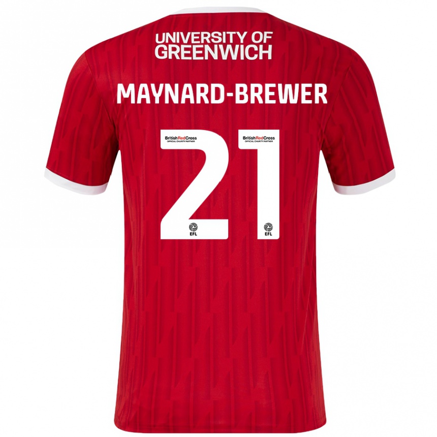 Women Football Ashley Maynard-Brewer #21 Red White Home Jersey 2024/25 T-Shirt Canada