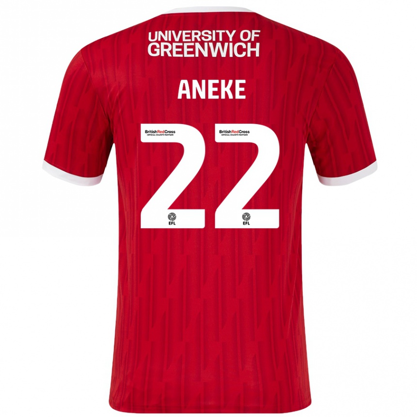 Women Football Chuks Aneke #22 Red White Home Jersey 2024/25 T-Shirt Canada