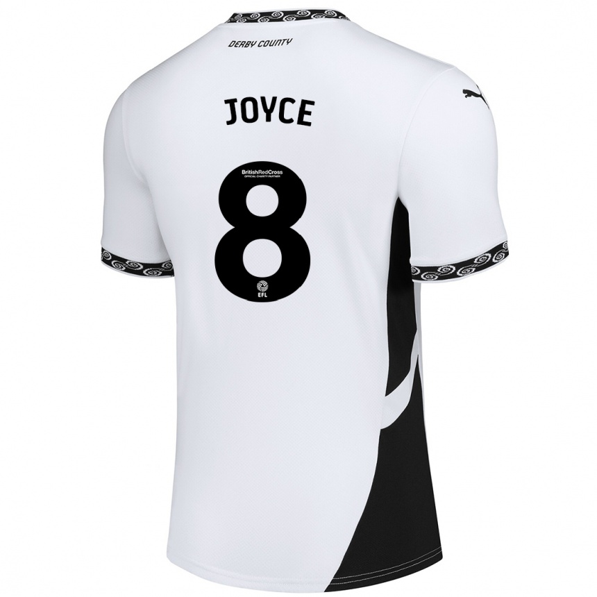 Women Football Emily Joyce #8 White Black Home Jersey 2024/25 T-Shirt Canada