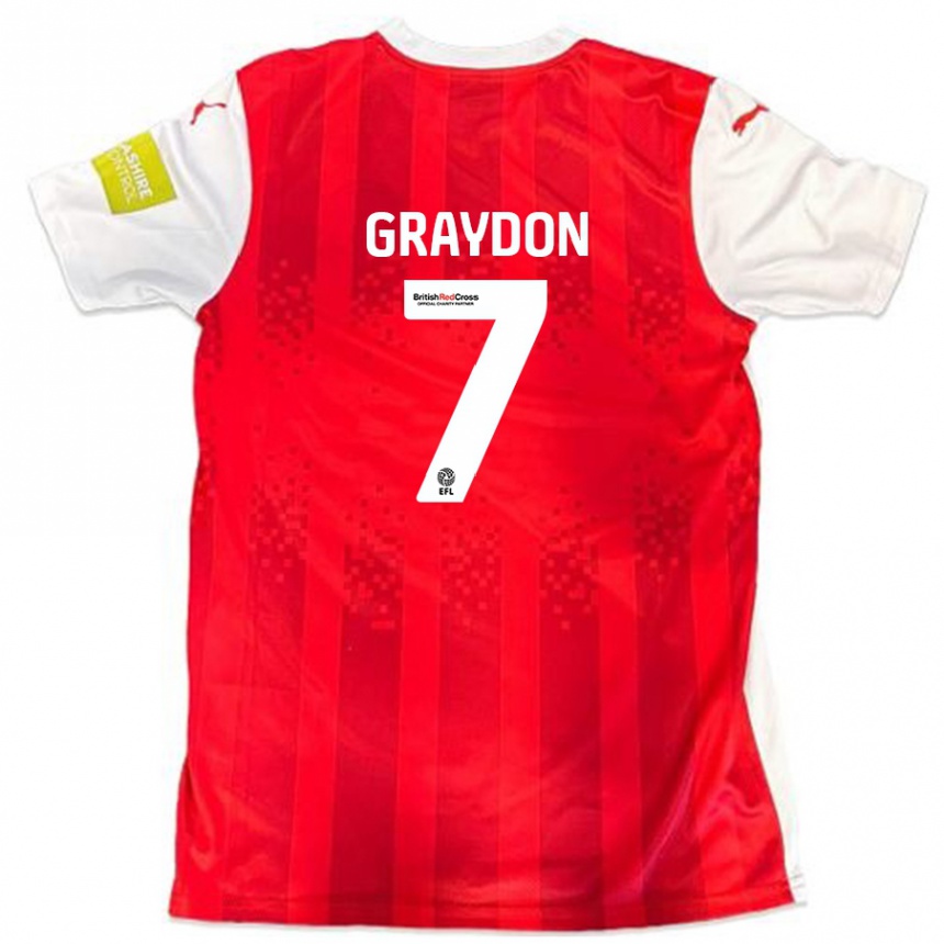 Women Football Ryan Graydon #7 Red White Home Jersey 2024/25 T-Shirt Canada