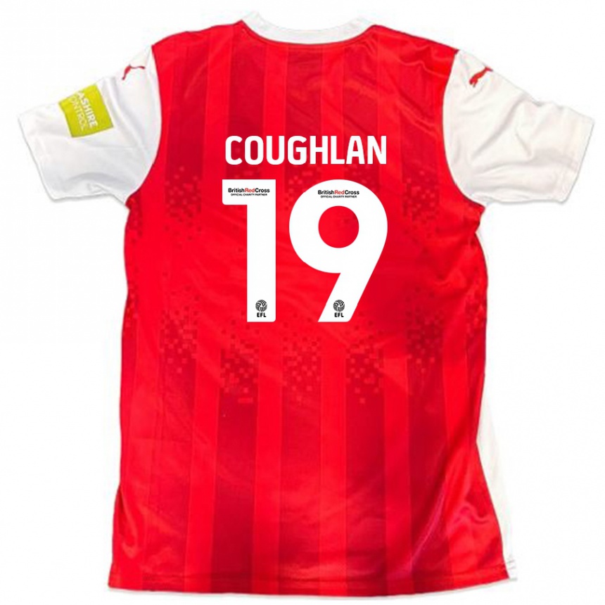 Women Football Ronan Coughlan #19 Red White Home Jersey 2024/25 T-Shirt Canada